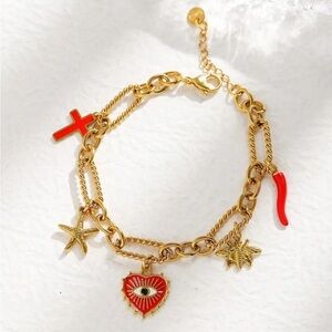 Anthropologie 18k Gold and chili Charm Bracelet